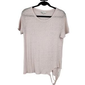 IRO Poppy Light Pink Linen Distressed Short Sleeve Top Sz M
